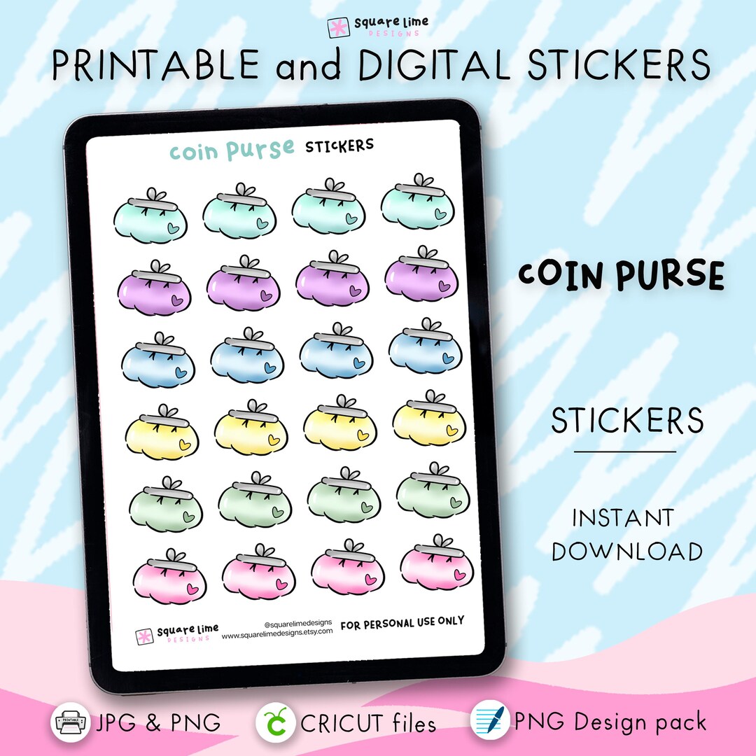 Coin Purse Stickers – Wallet Doodles - Printable and Digital Stickers ...
