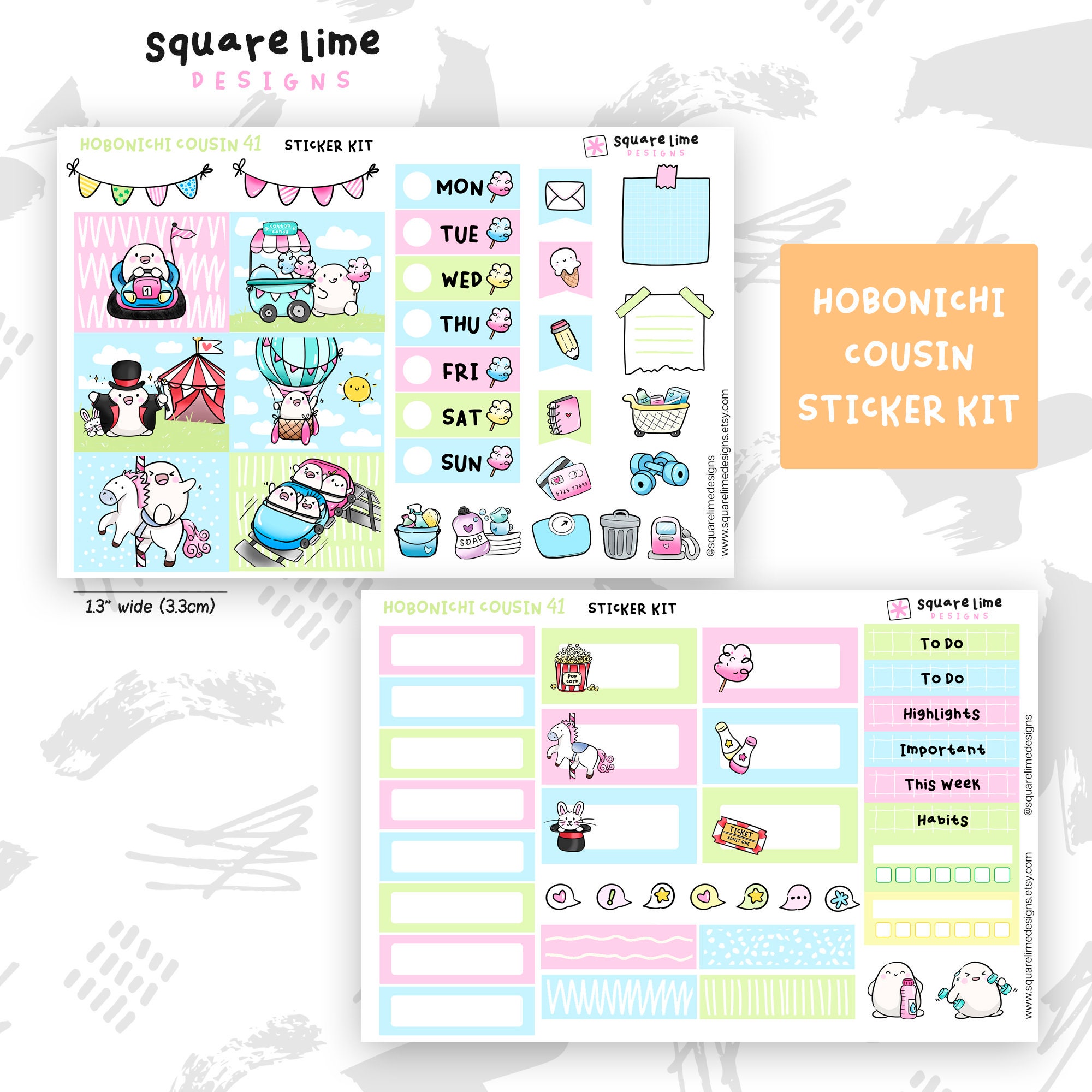 Fun Fair Themed Stickers - Printable & Digital Hobonichi Cousin Sticker ...
