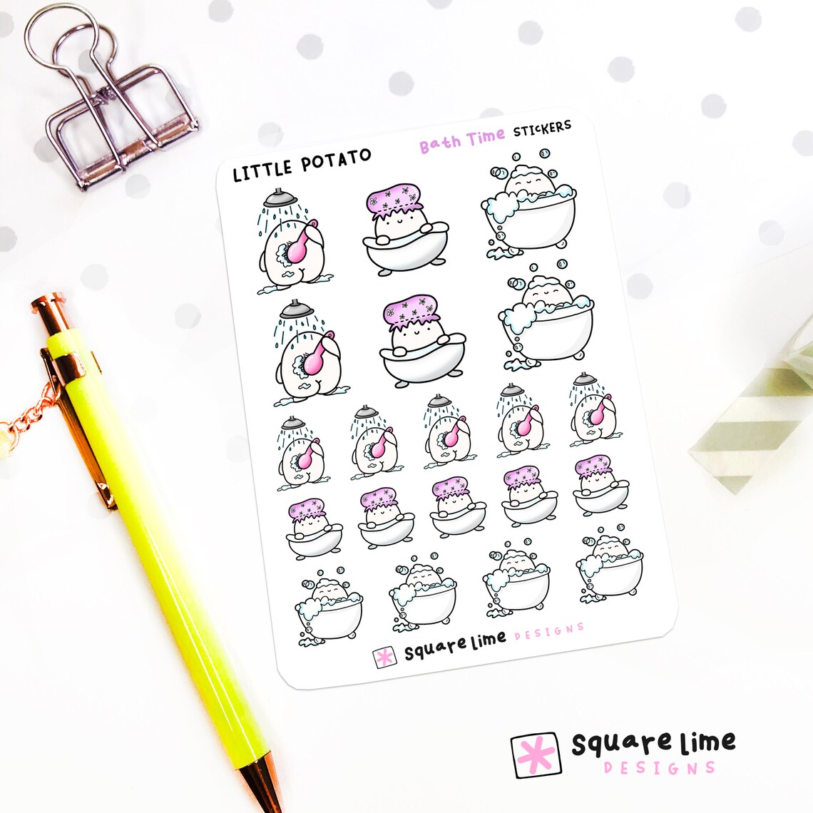 Bath Time Printable Stickers Featuring Little Potato Shower - Etsy