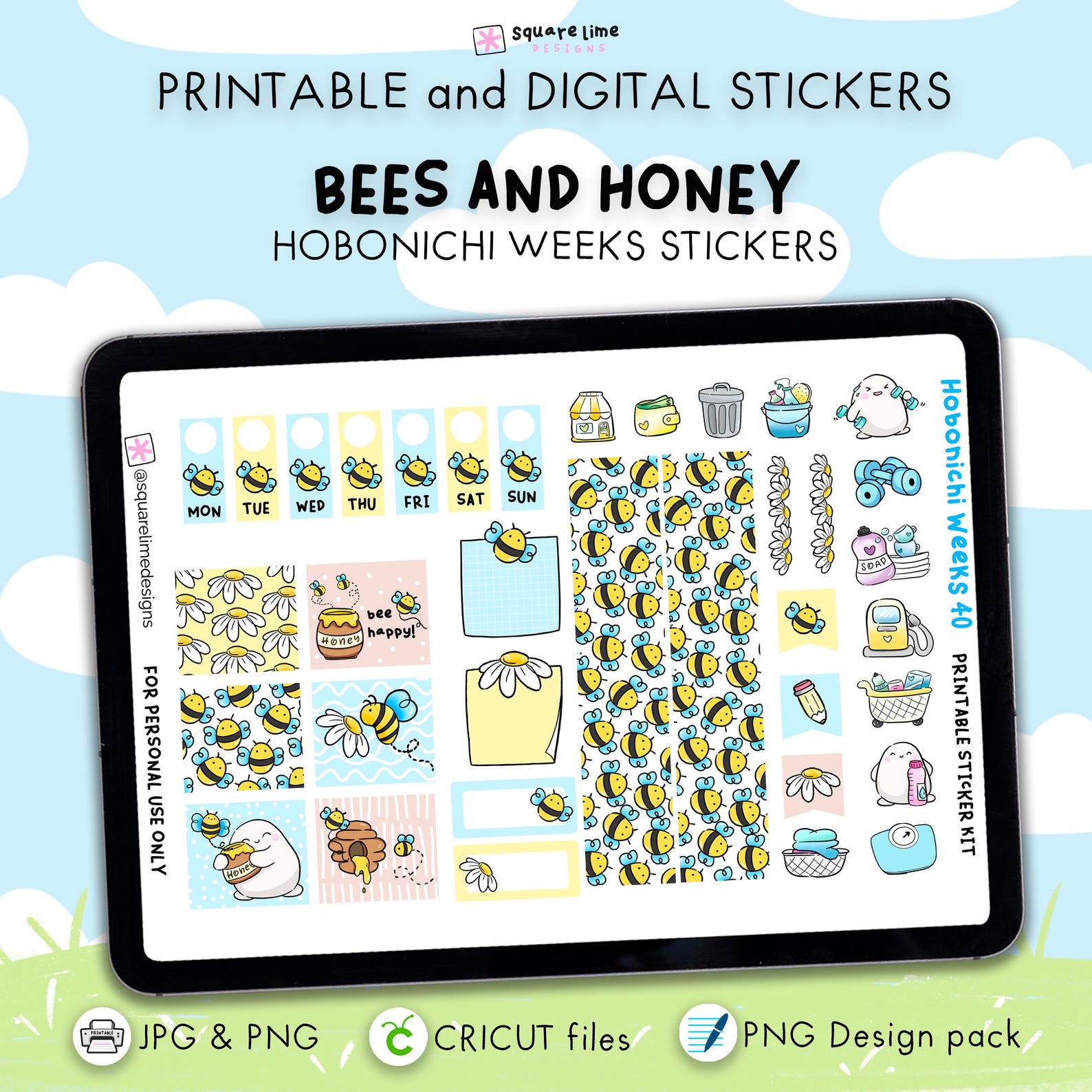Bees and Honey Hobonichi Weeks Sticker Kit – Printable and Digital ...