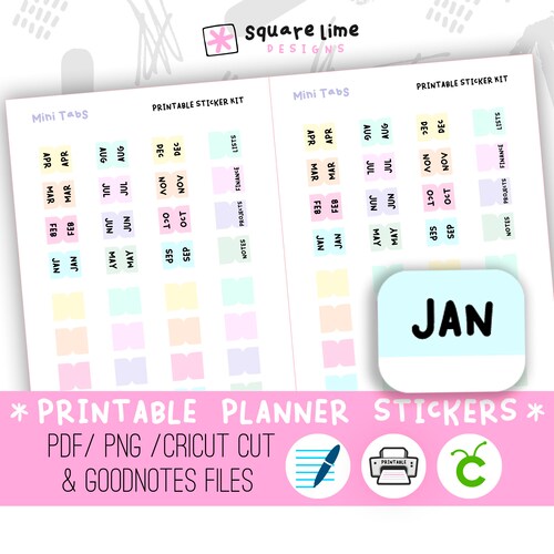 Planner Tab Printable Stickers Digital Stickers JPG PNG Etsy
