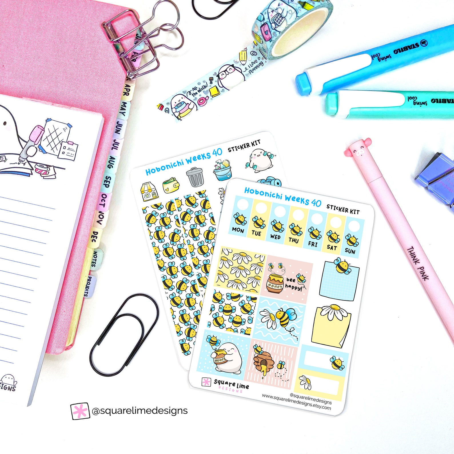 Bees and Honey Hobonichi Weeks Sticker Kit – Printable and Digital ...