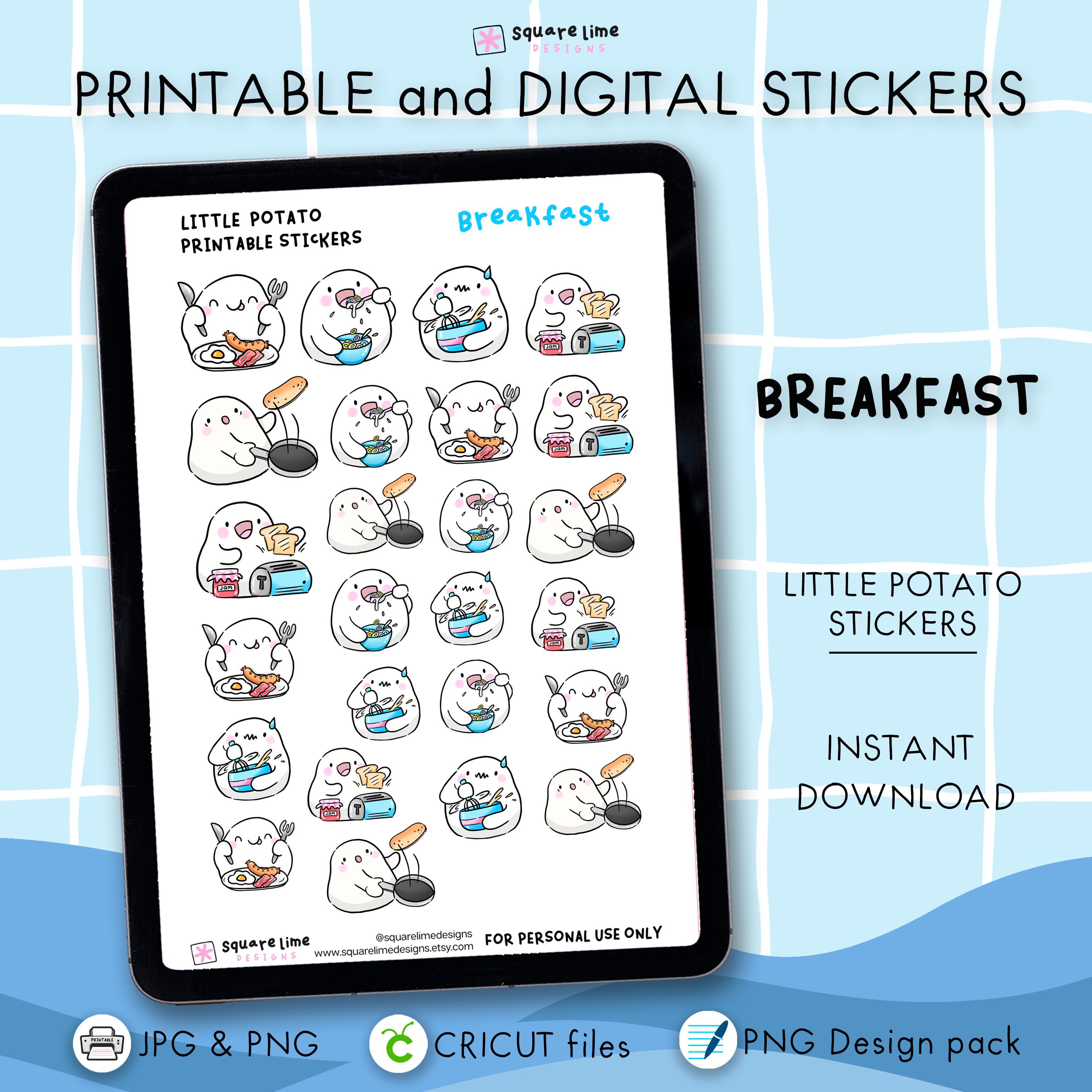 Breakfast Stickers – Printable and Digital Designs – Little Potato ...