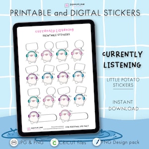 現在視聴中のステッカー - 印刷可能＆デジタルデザイン - Little Potato Plannerステッカー - JPG、PNG、Cricut、GoodNotes - 即時ダウンロード