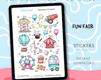 Fun Fair Stickers – Amusement Park Doodles - Printable and Digital Stickers – JPG, PNG, Cricut, GoodNotes Files - Instant Download