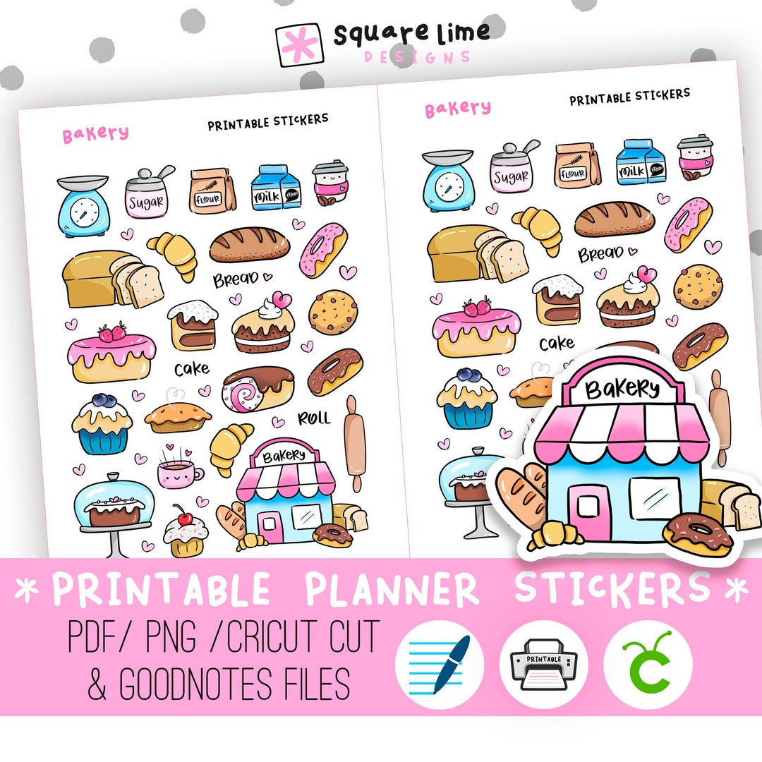 Bakery Printable Stickers - Bread - Desserts - Cookie - Pastry ...