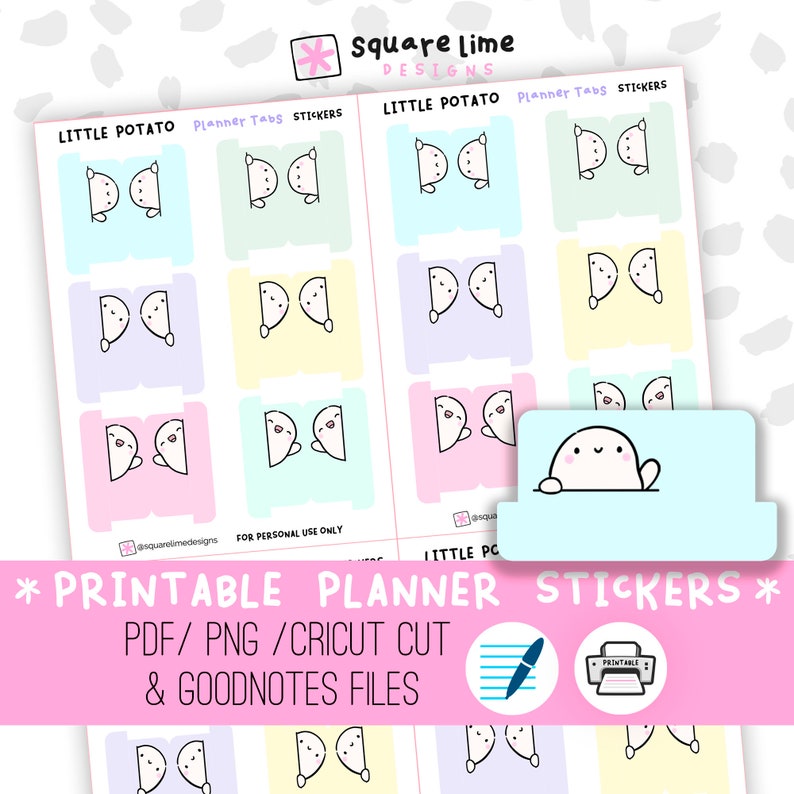 Planner Tab Printable Stickers Featuring Little Potato Etsy