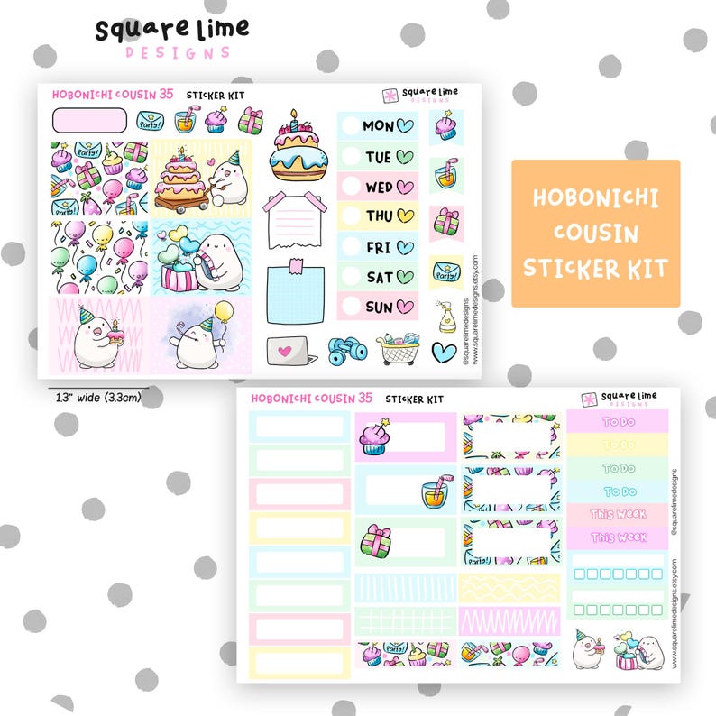 Birthday Themed Stickers - Printable & Digital Hobonichi Cousin Sticker ...