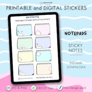 Notepads Sticky Notes Stickers - Little Potato Designs - Printable & Digital - JPG, PNG, Cricut, GoodNotes Dateien - Instant Download