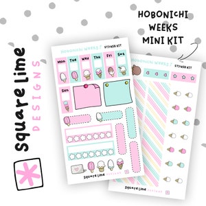 Ice Cream Themed Hobonichi Weeks Printable Sticker Kit #7 - Digital ...