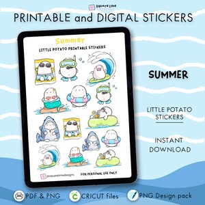Summer Stickers – Printable and Digital Designs – Little Potato Planner Stickers - PDF, PNG, Cricut, GoodNotes Files - Instant Download