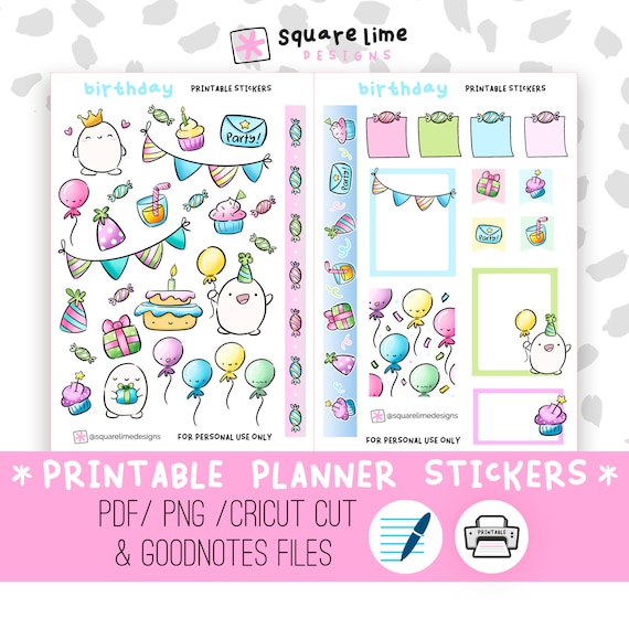 Birthday Stickers Printable Presents Birthday Cake - Etsy