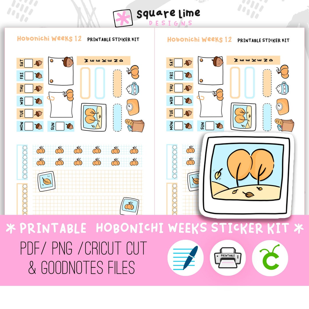 Autumn Themed Hobonichi Weeks Printable Sticker Kit #12 - Digital ...