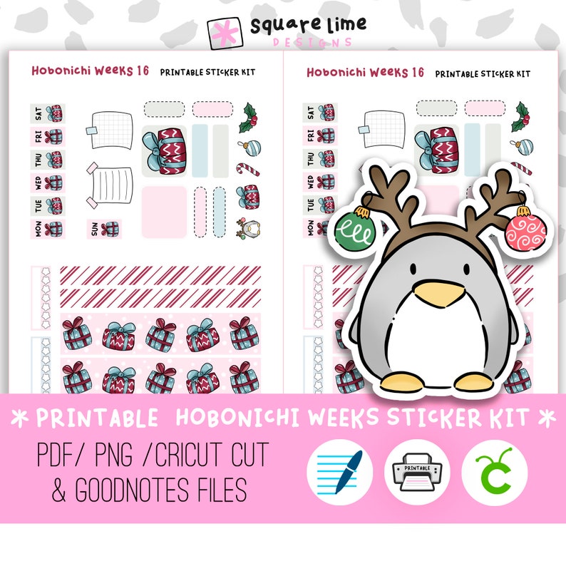 Christmas Themed Hobonichi Weeks Printable Sticker Kit 16 - Etsy