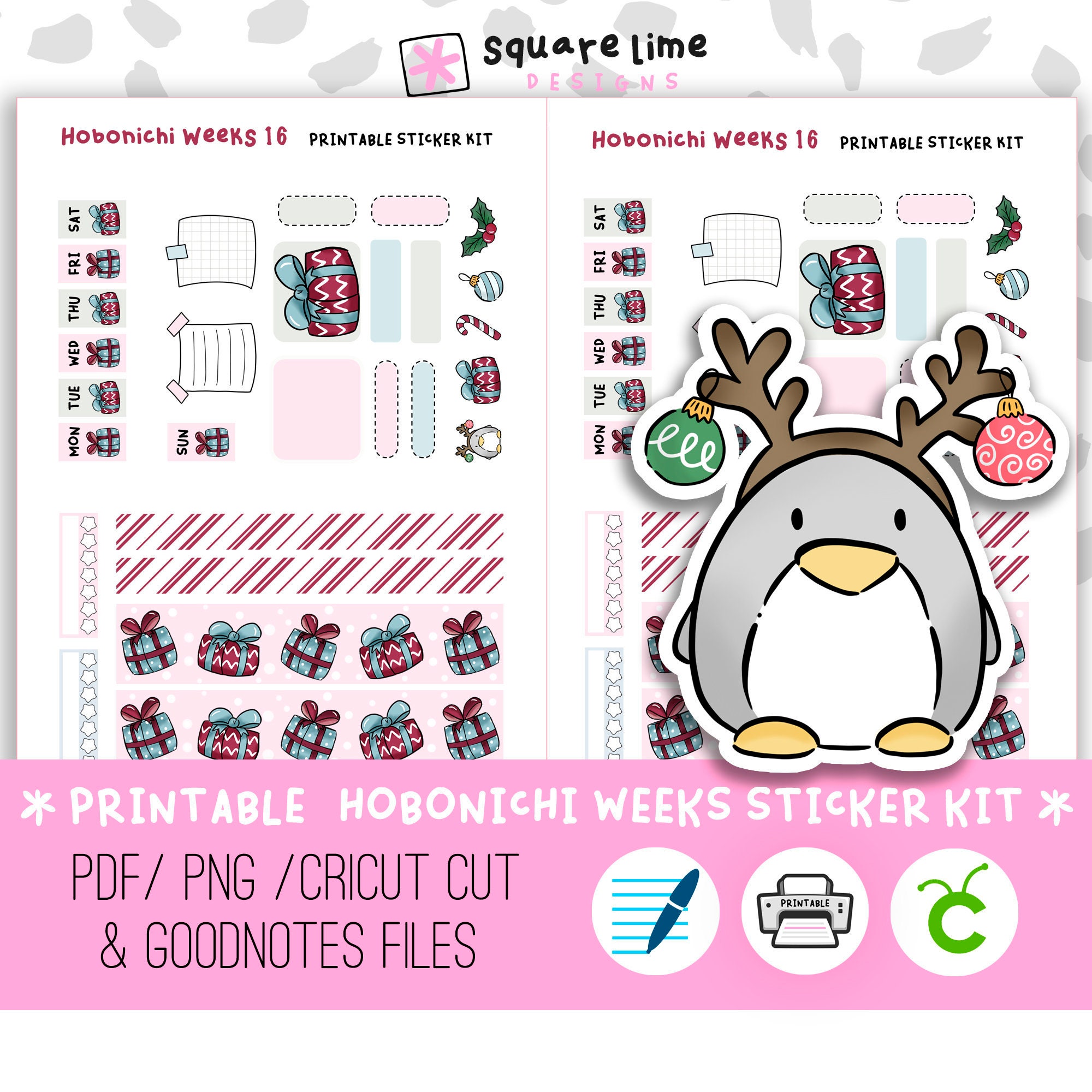 Christmas Themed Hobonichi Weeks Printable Sticker Kit 16 - Etsy