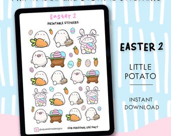 Ostern Aufkleber - kleine Kartoffel - digitale und druckbare Designs - JPG - PNG, Cricut - GoodNotes Dateien - Instant Download