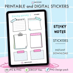 Sticky Notes Stickers – Printable & Digital Stickers – JPG, PNG, Cricut, GoodNotes Files - Instant Download