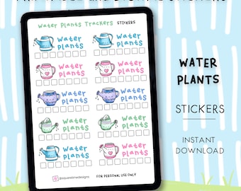 Water Plants Trackers Stickers – Watering Can Doodle - Printable and Digital Stickers – JPG, PNG, Cricut, GoodNotes Files - Instant Download