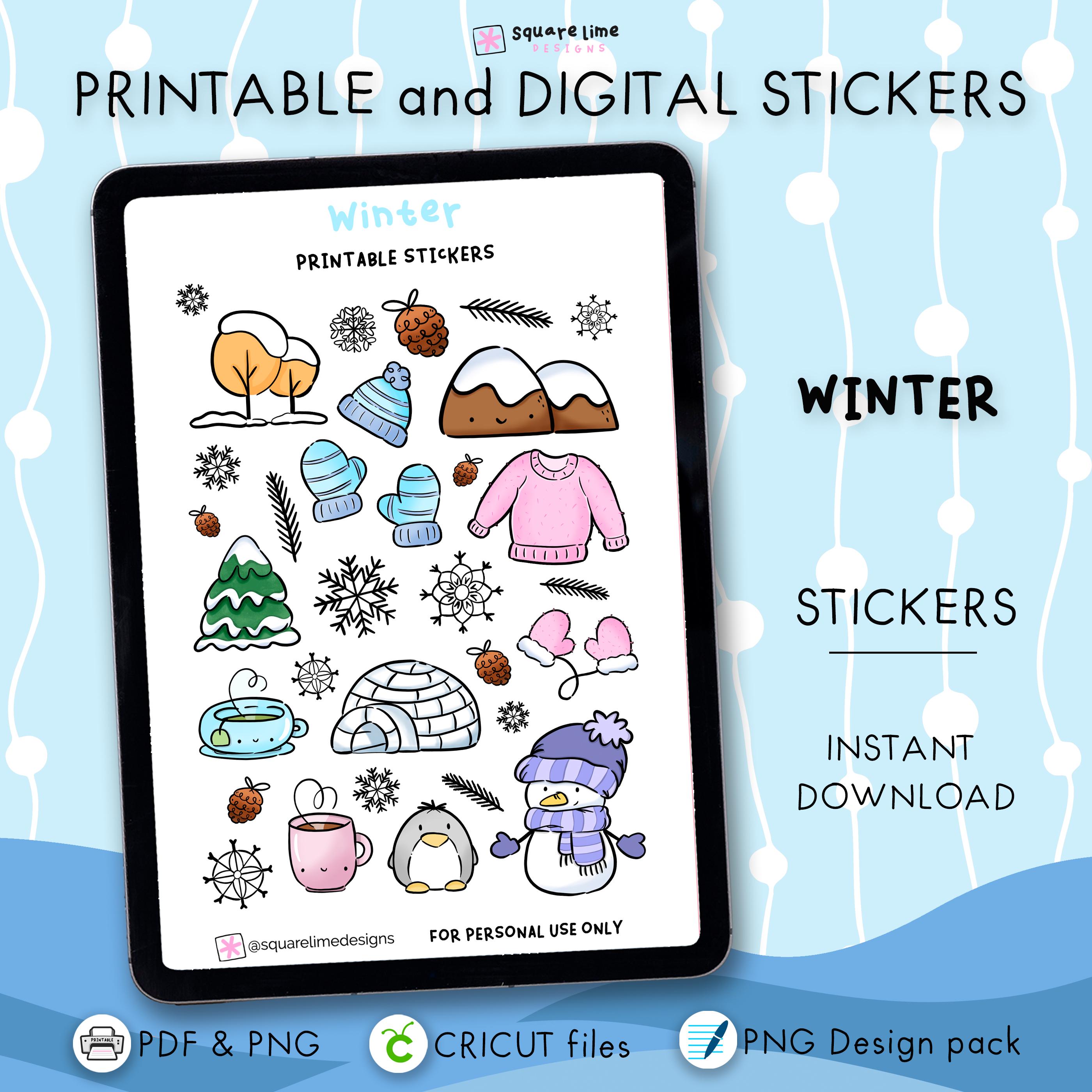 Winter Stickers – Seasonal Doodles - Printable and Digital Stickers ...