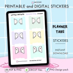 Planner Tab Stickers - Little Potato Doodles - Stickers imprimables et numériques - PDF, PNG, Cricut, fichiers GoodNotes - téléchargement immédiat