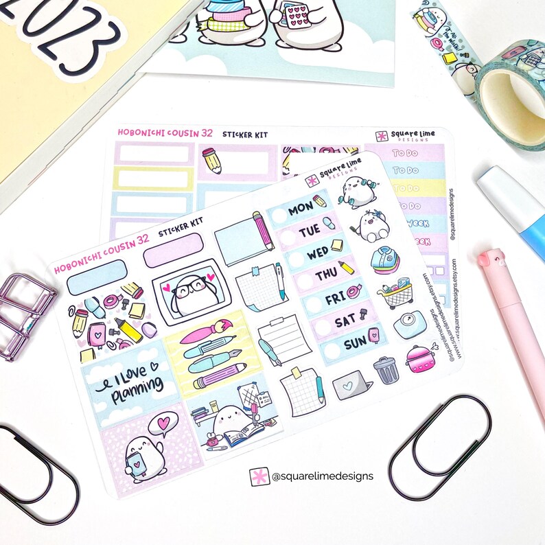 Planning Themed Stickers - Printable & Digital Hobonichi Cousin Sticker ...