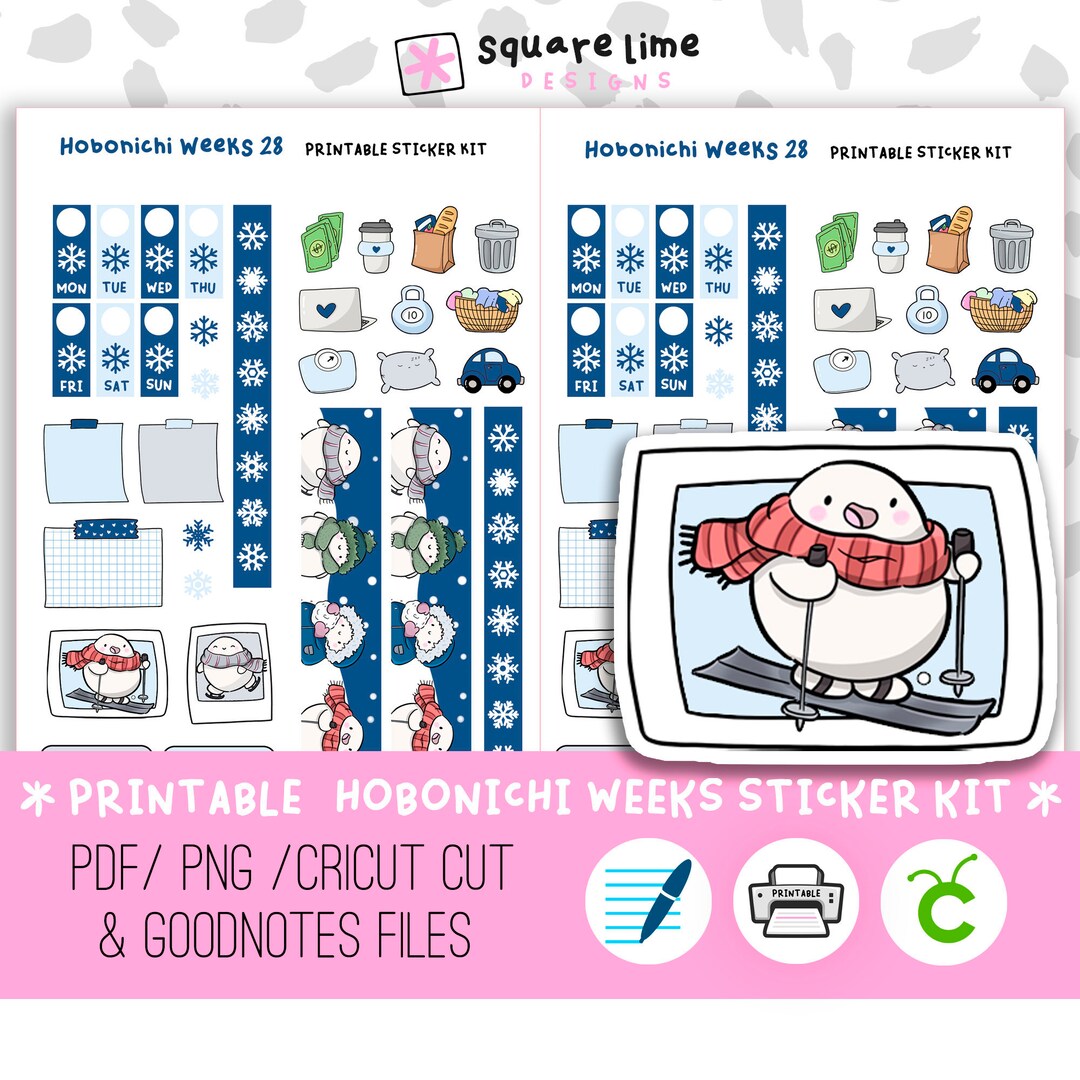Winter Themed Hobonichi Weeks Printable Sticker Kit #28 Featuring ...