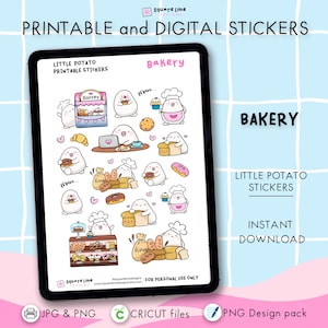 Kleine Kartoffel-Sticker - Druckbare und digitale Designs - JPG-, PNG-, Cricut- und GoodNotes-Dateien - Sofort-Download