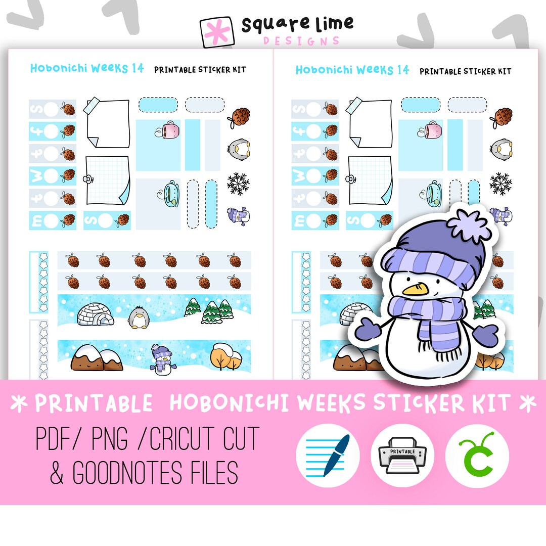 Winter Themed Hobonichi Weeks Printable Sticker Kit 14 Digital Stickers ...