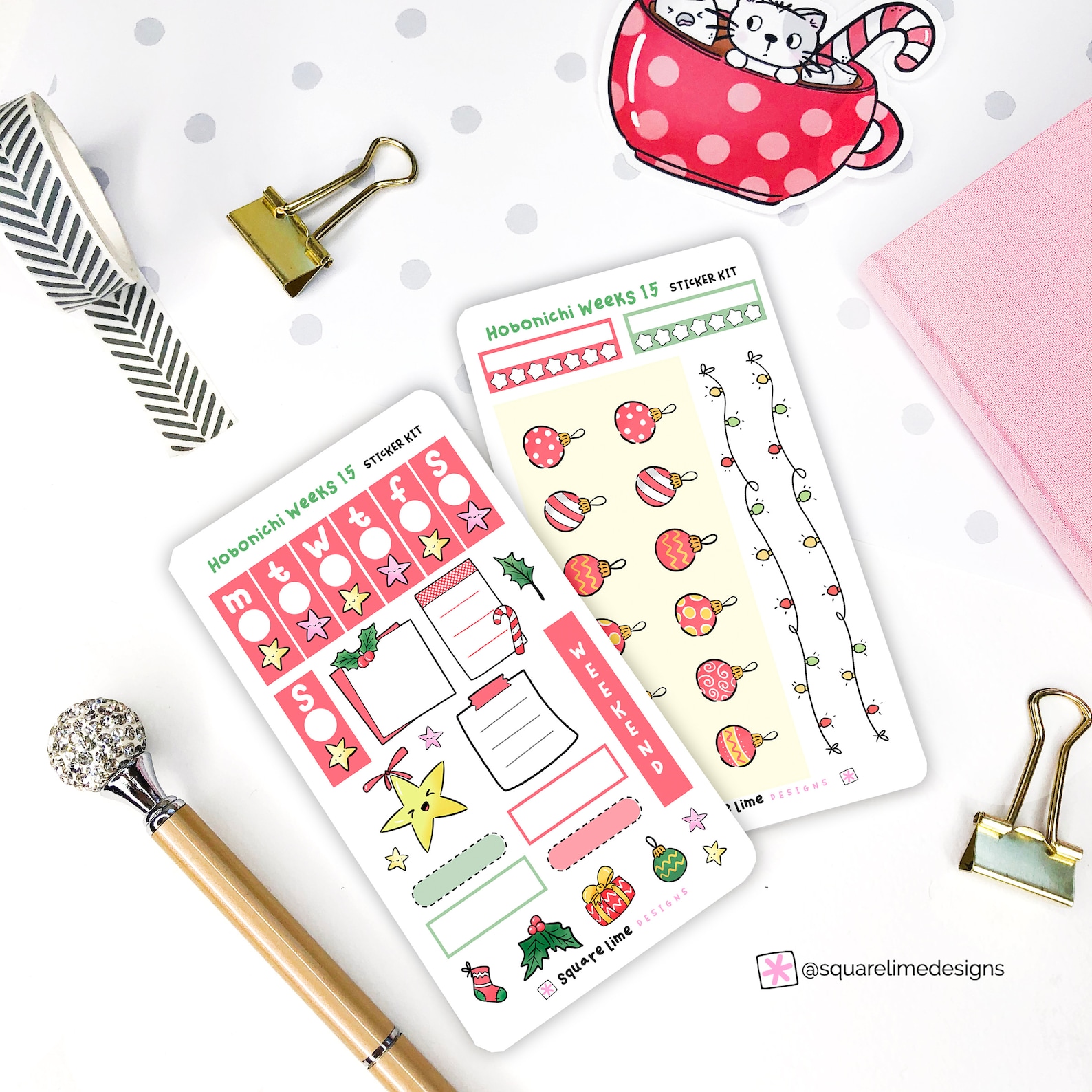 Christmas Themed Hobonichi Weeks Printable Sticker Kit 15 - Etsy