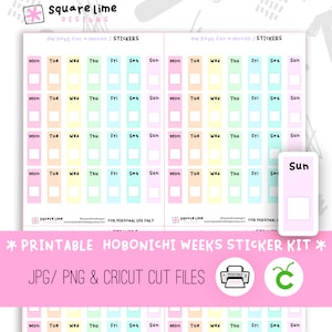 Days For a Month #2 - Hobonichi Weeks Printable Sticker Kit - Pastel Colours - Digital Stickers - JPEG, PNG and Cricut Files