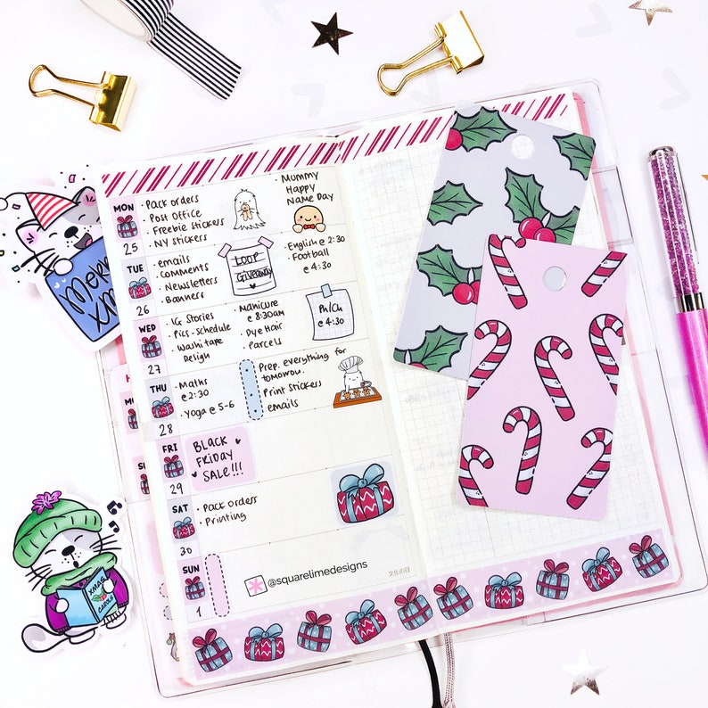 Christmas Themed Hobonichi Weeks Printable Sticker Kit 16 - Etsy