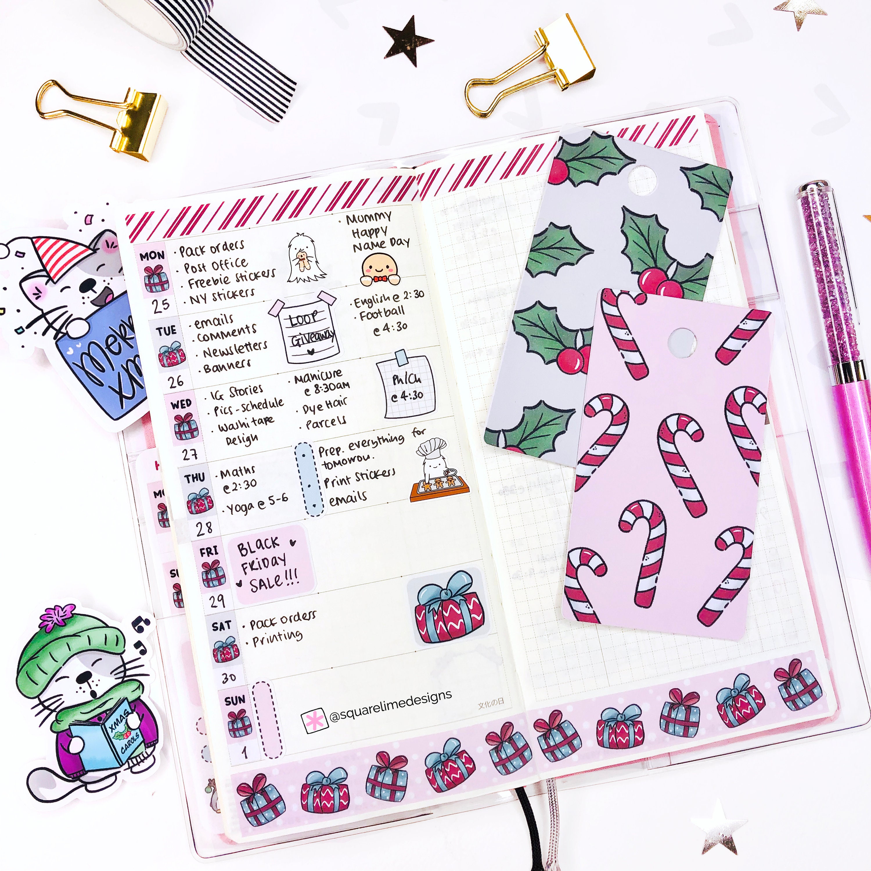 Christmas Themed Hobonichi Weeks Printable Sticker Kit 16 - Etsy