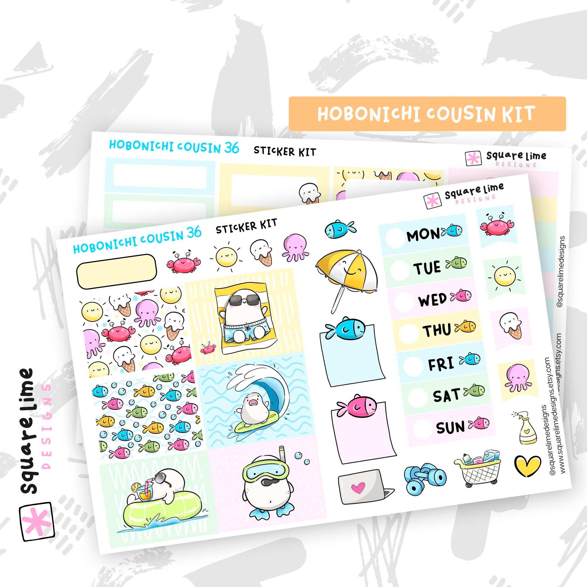 Summer Themed Stickers - Printable & Digital Hobonichi Cousin Sticker ...
