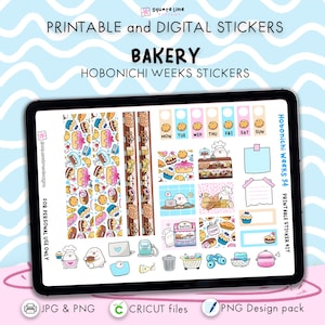 Bakkerij Hobonichi Weeks stickerkit – afdrukbare en digitale stickers – JPG, PNG, Cricut, GoodNotes-bestanden – direct downloaden