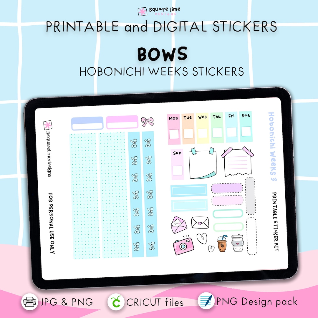 Bows Hobonichi Weeks Sticker Kit – Printable and Digital Stickers – JPG ...