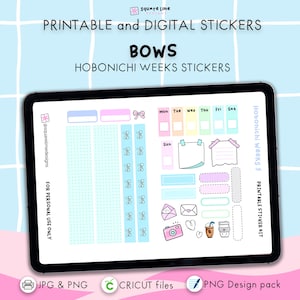 Schleifen Hobonichi Weeks Sticker Kit - Druckbare und digitale Aufkleber - JPG, PNG, Cricut, GoodNotes Dateien - Sofortdownload