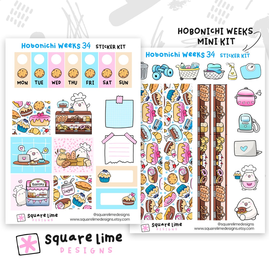 BAKERY Themed Hobonichi Weeks Sticker Kit 34 2 Sticker Sheets Planner ...