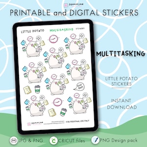 Multitasking Stickers – Printable & Digital Designs – Little Potato Planner Stickers - JPG, PNG, Cricut, GoodNotes Files - Instant Download