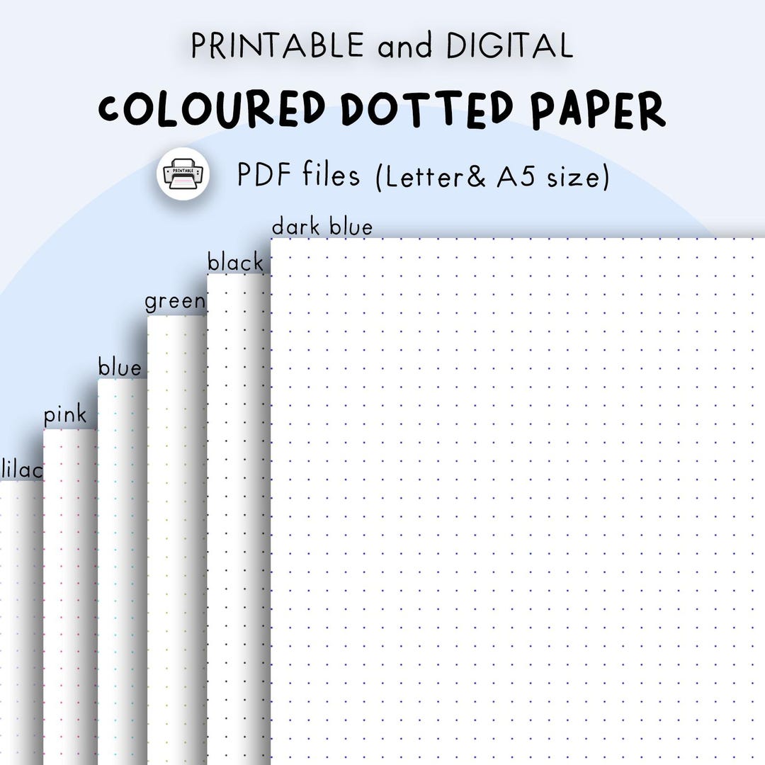 Coloured Dot Grid Paper - Digital and Printable - Pink, Light Blue ...