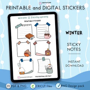 Winter Sticky Notes Stickers – Printable & Digital Designs – PDF, PNG, Cricut, GoodNotes Files - Instant Download