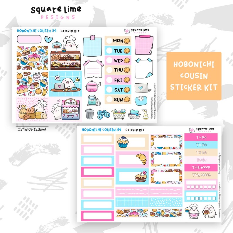 Bakery Themed Stickers - Printable & Digital Hobonichi Cousin Sticker ...