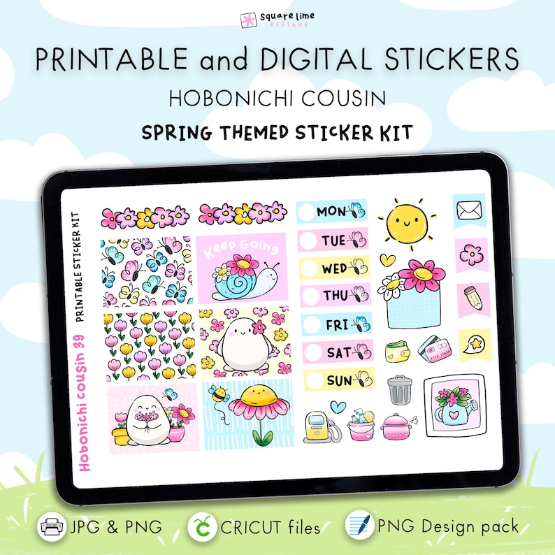 Spring Themed Stickers - Printable & Digital Hobonichi Cousin Sticker ...