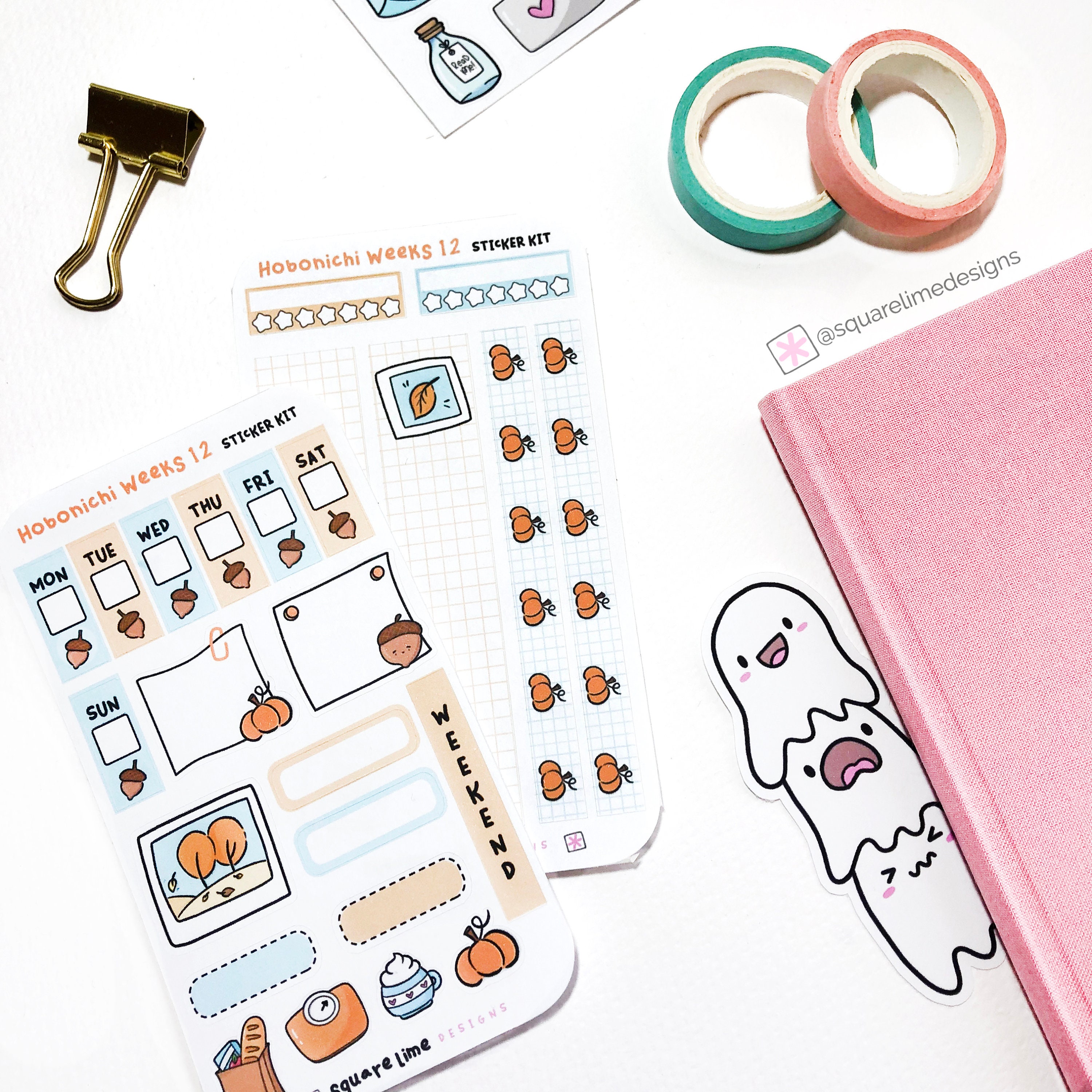 Autumn Themed Hobonichi Weeks Printable Sticker Kit 12 | Etsy