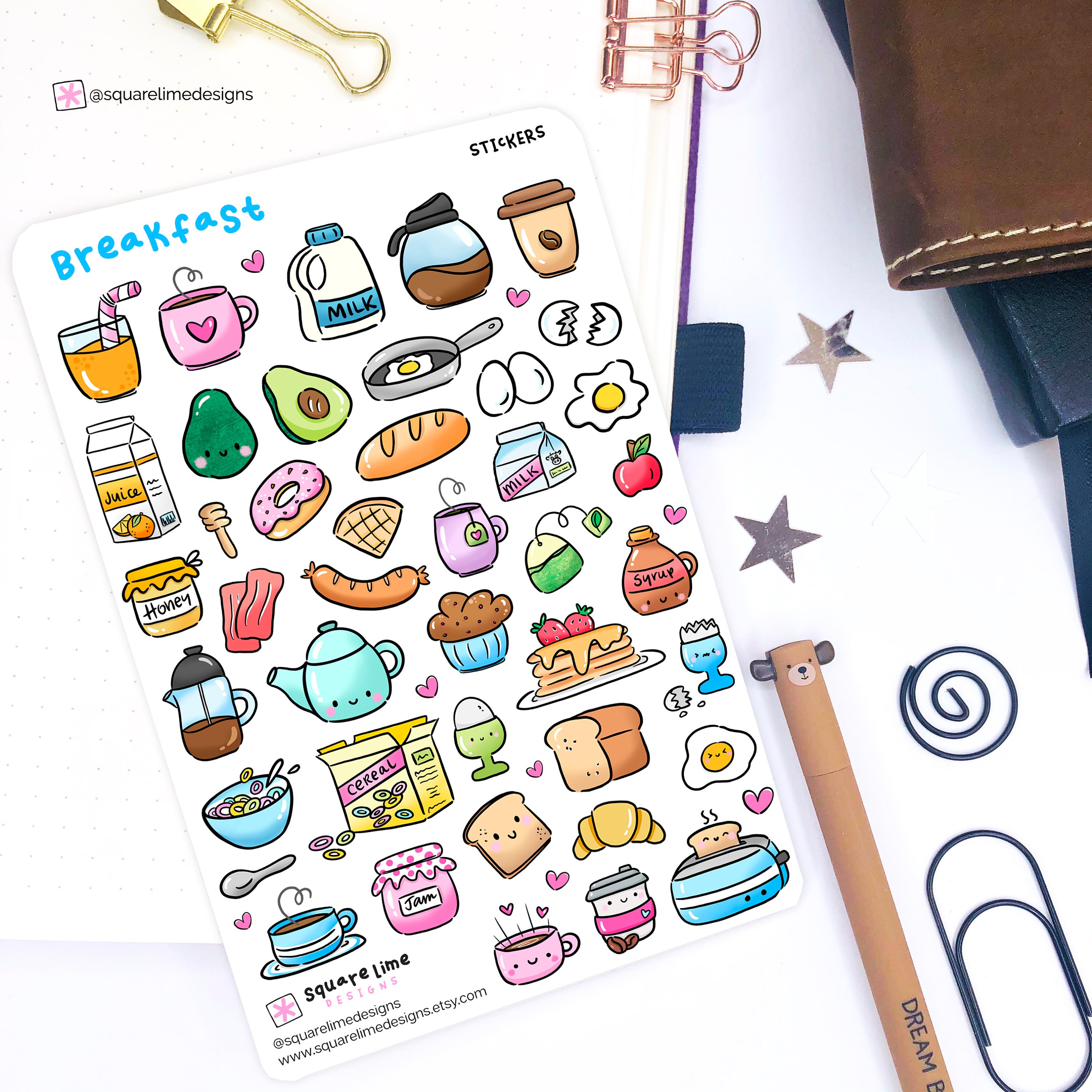 Breakfast Stickers – Food Doodles - Printable and Digital Stickers ...