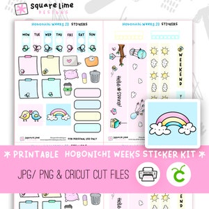 SPRING Themed Hobonichi Weeks Printable Sticker Kit #20 - Digital Stickers - JPEG, PNG and Cricut Files