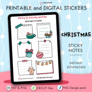 Christmas 2 Sticky Notes - Festive Doodles - Digital and Printable Designs - PDF - PNG - Cricut - GoodNotes Files - Instant Download