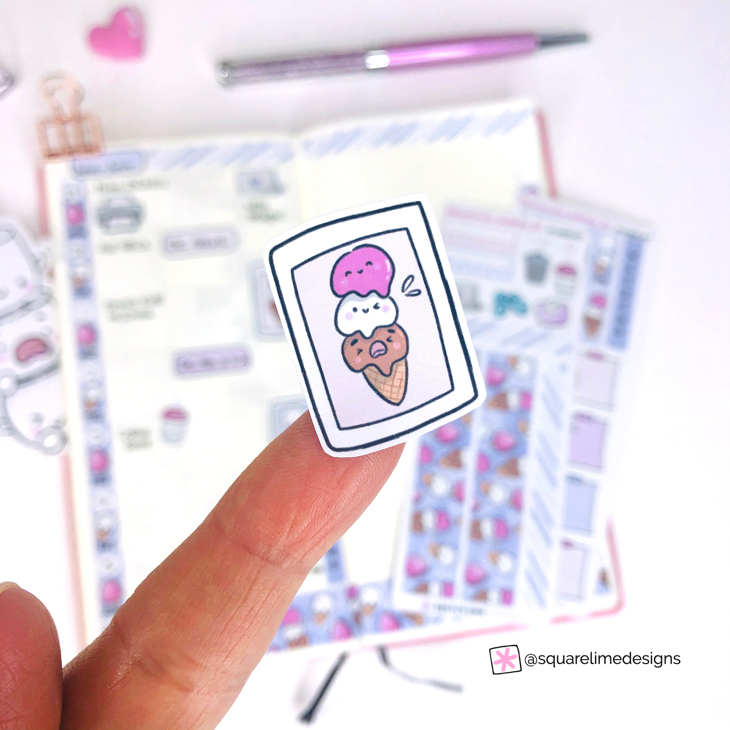 Ice Creams Hobonichi Weeks Sticker Kit – Printable and Digital Stickers ...