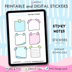 Sticky Notes Stickers – Printable & Digital Designs – JPG, PNG, Cricut, GoodNotes Files - Instant Download