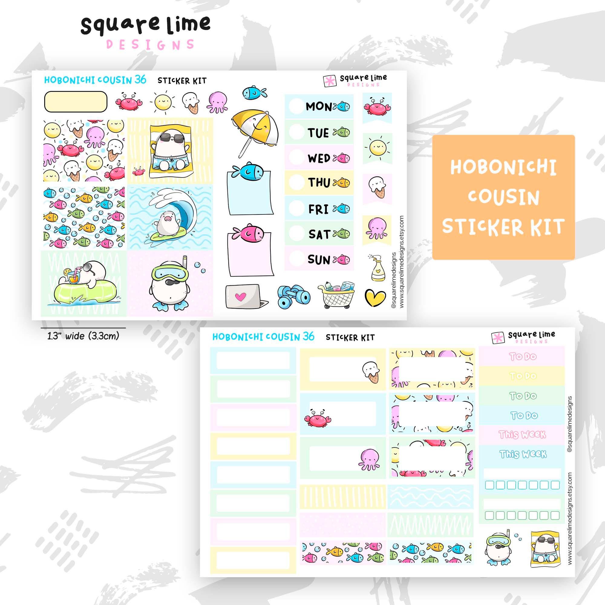 Summer Themed Stickers - Printable & Digital Hobonichi Cousin Sticker ...