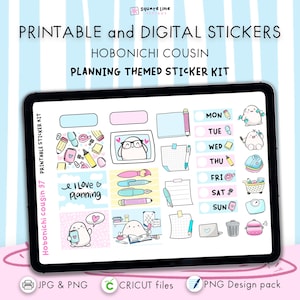 Planning Themed Stickers - Printable & Digital Hobonichi Cousin Sticker Kit – JPG, PNG, Cricut, GoodNote Files, PNG Design Pack